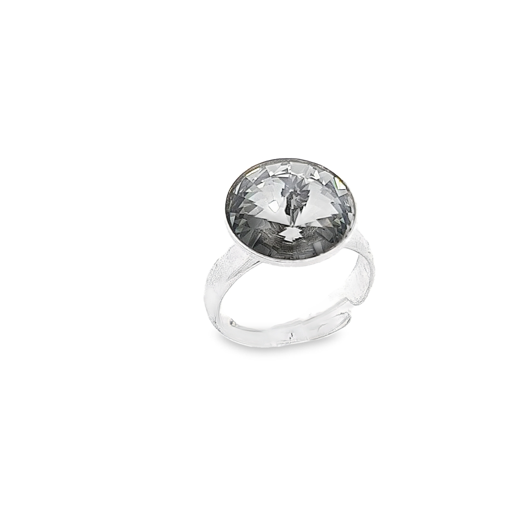 12mm Round Rivoli Solitaire Ring in Sterling Silver