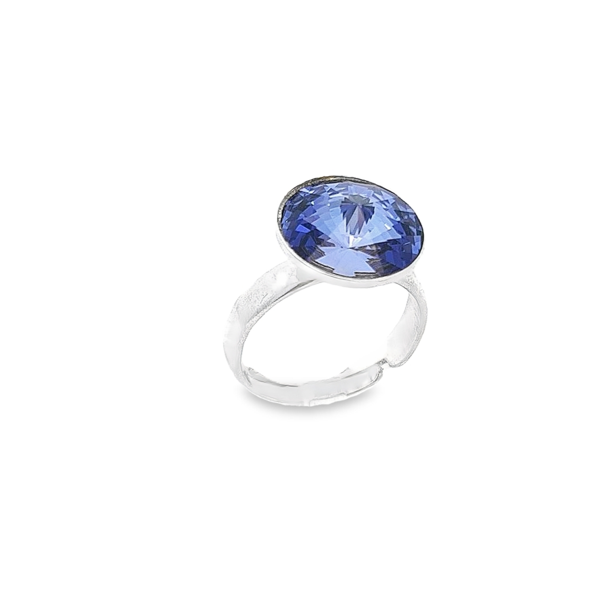 12mm Round Rivoli Solitaire Ring in Sterling Silver