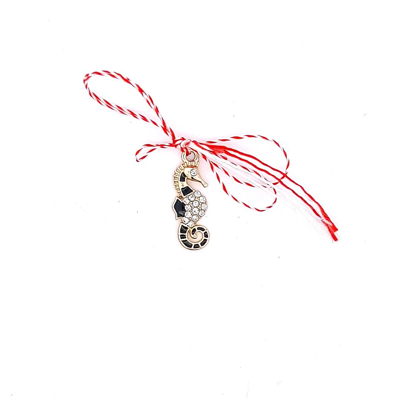 Sparkly Seahorse Charm: Gold-Plated Martisor