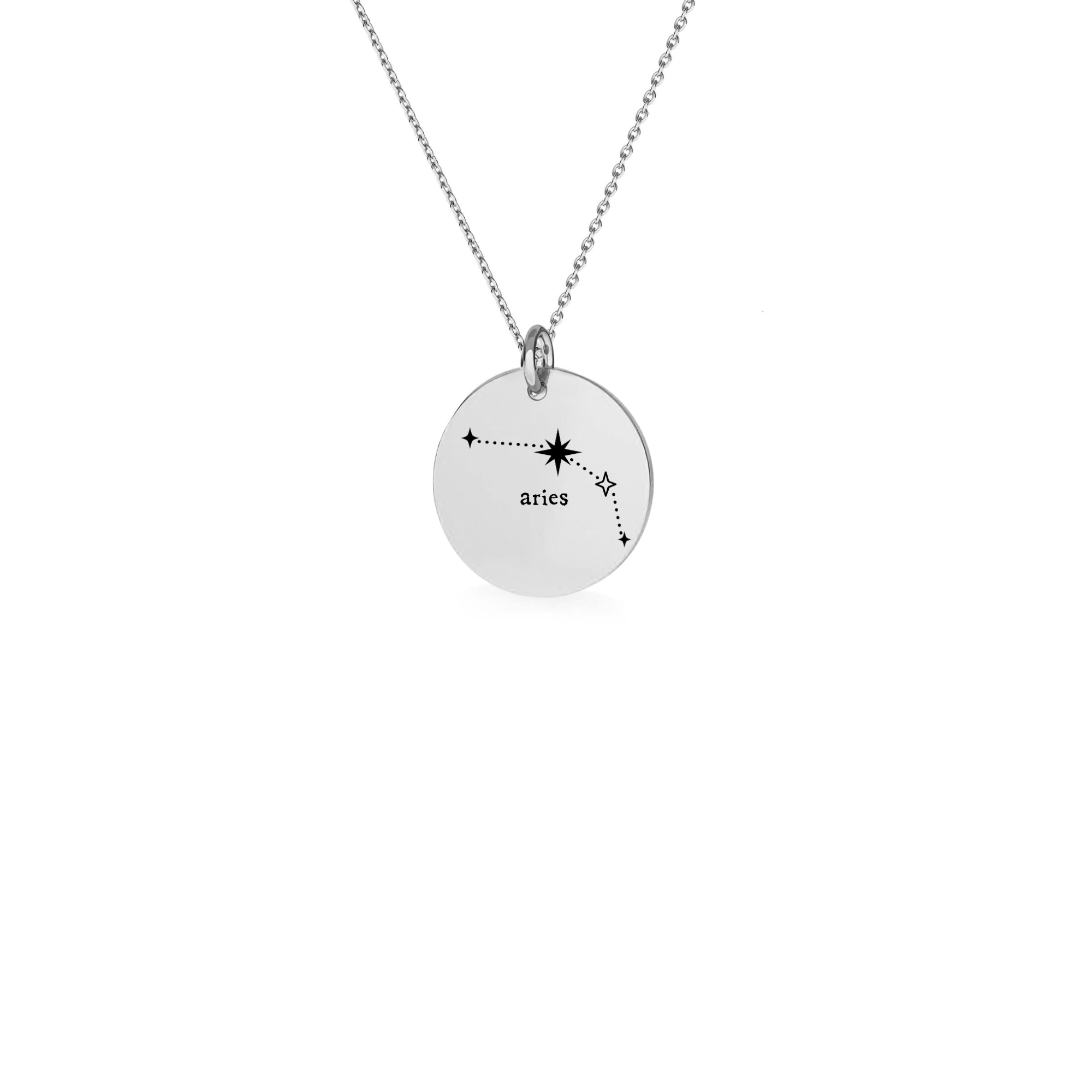 Sterling Silver Aries Zodiac Constellation Necklace - Personalised Star Sign Pendant Gift