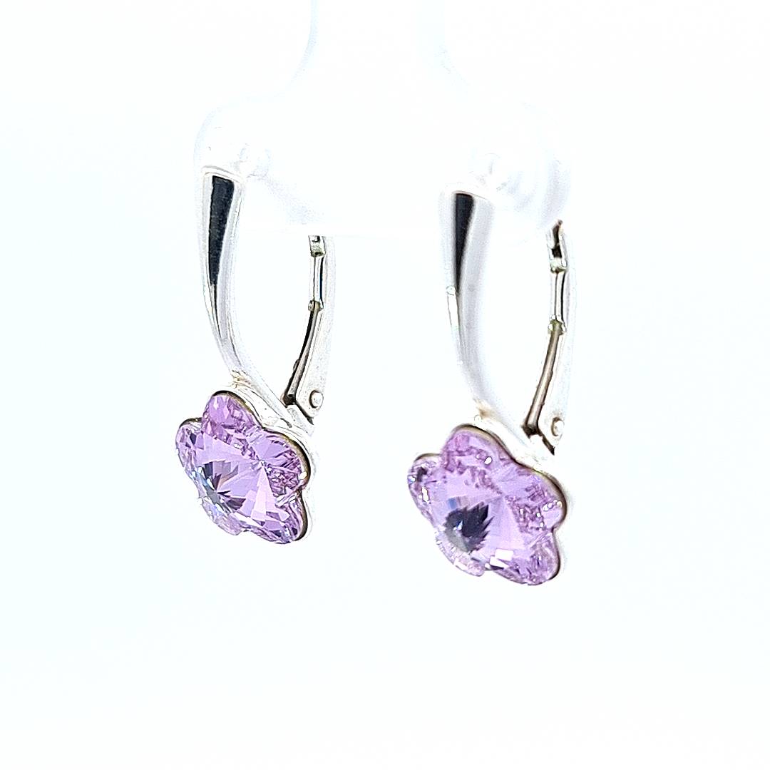 Little Miss Collection Flower Crystal Drop Earrings in Violet for girls and Women in Ireland