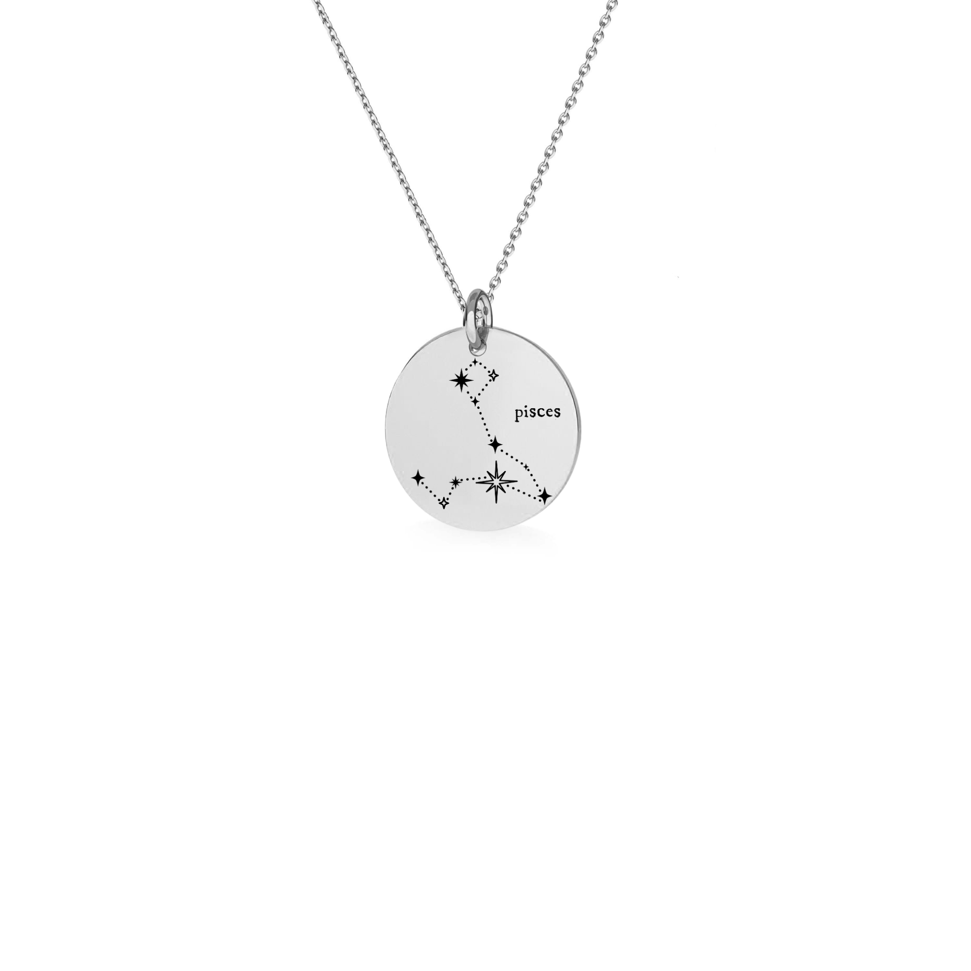 Sterling Silver Pisces Zodiac Constellation Necklace - Minimalist Personalised Pendant