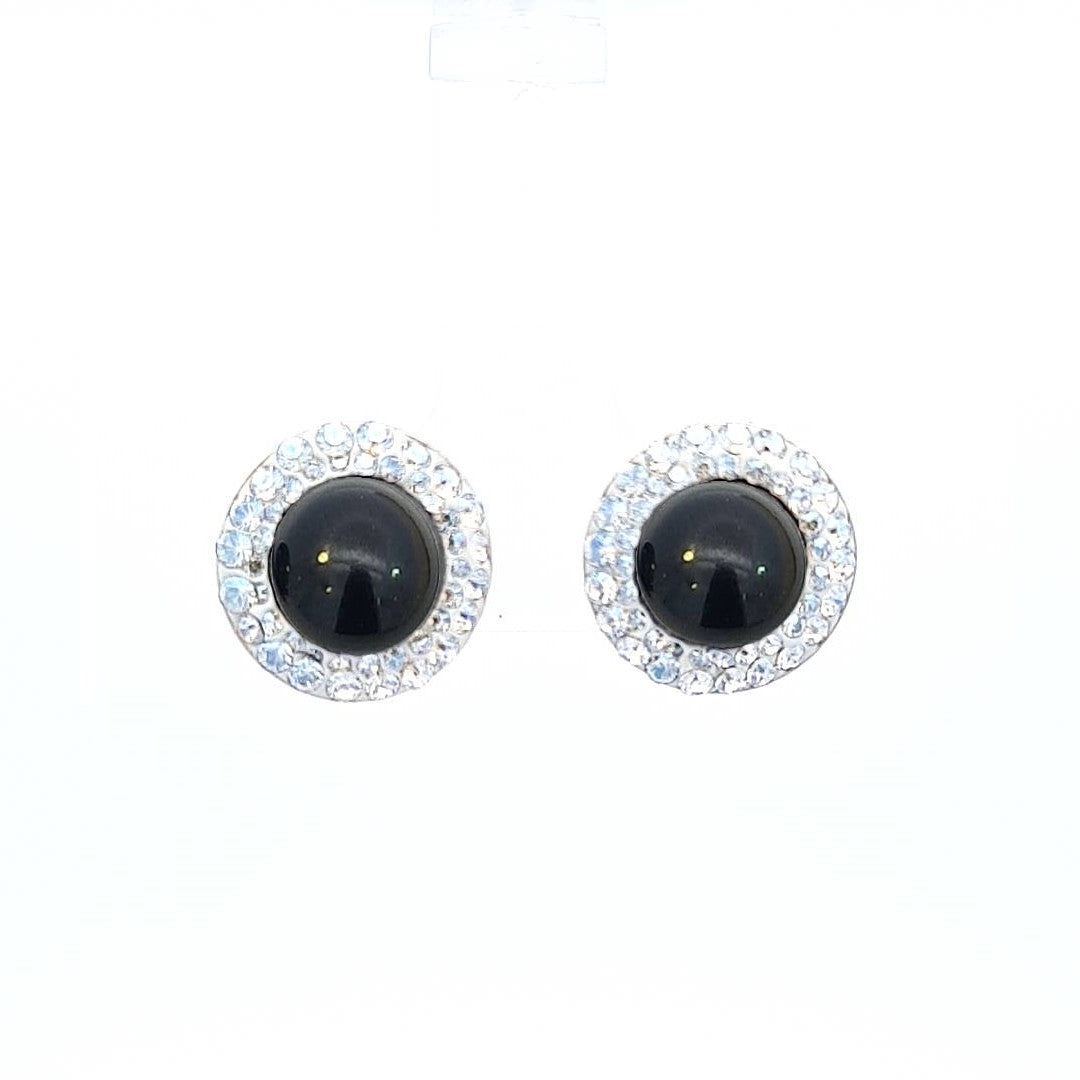 Double Halo Stud Earrings with Pearl and Crystals (12mm)