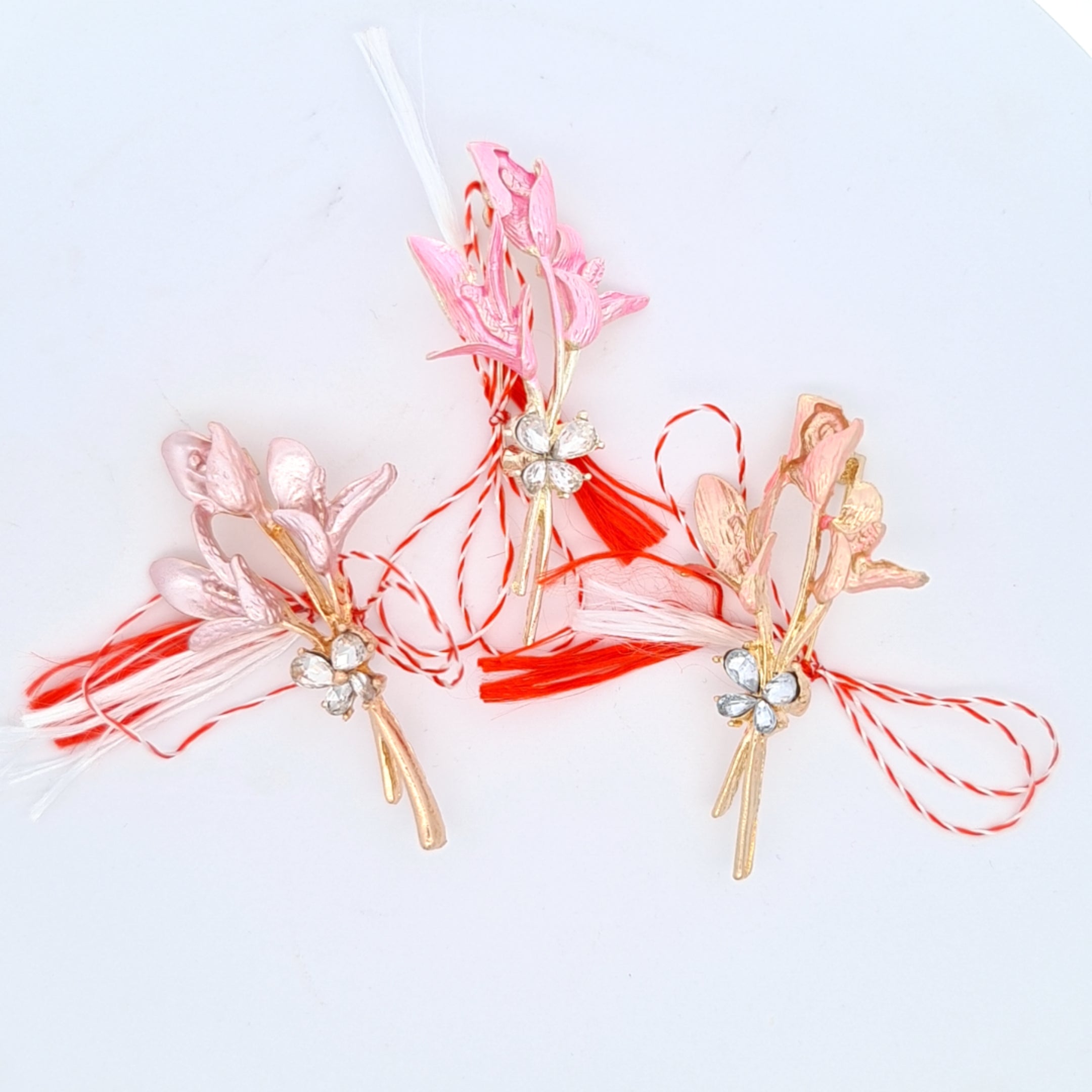 Elegant Lily Bouquet Martisor Brooch – Soft Pink, Rose Gold Shimmer or Vivid Pink