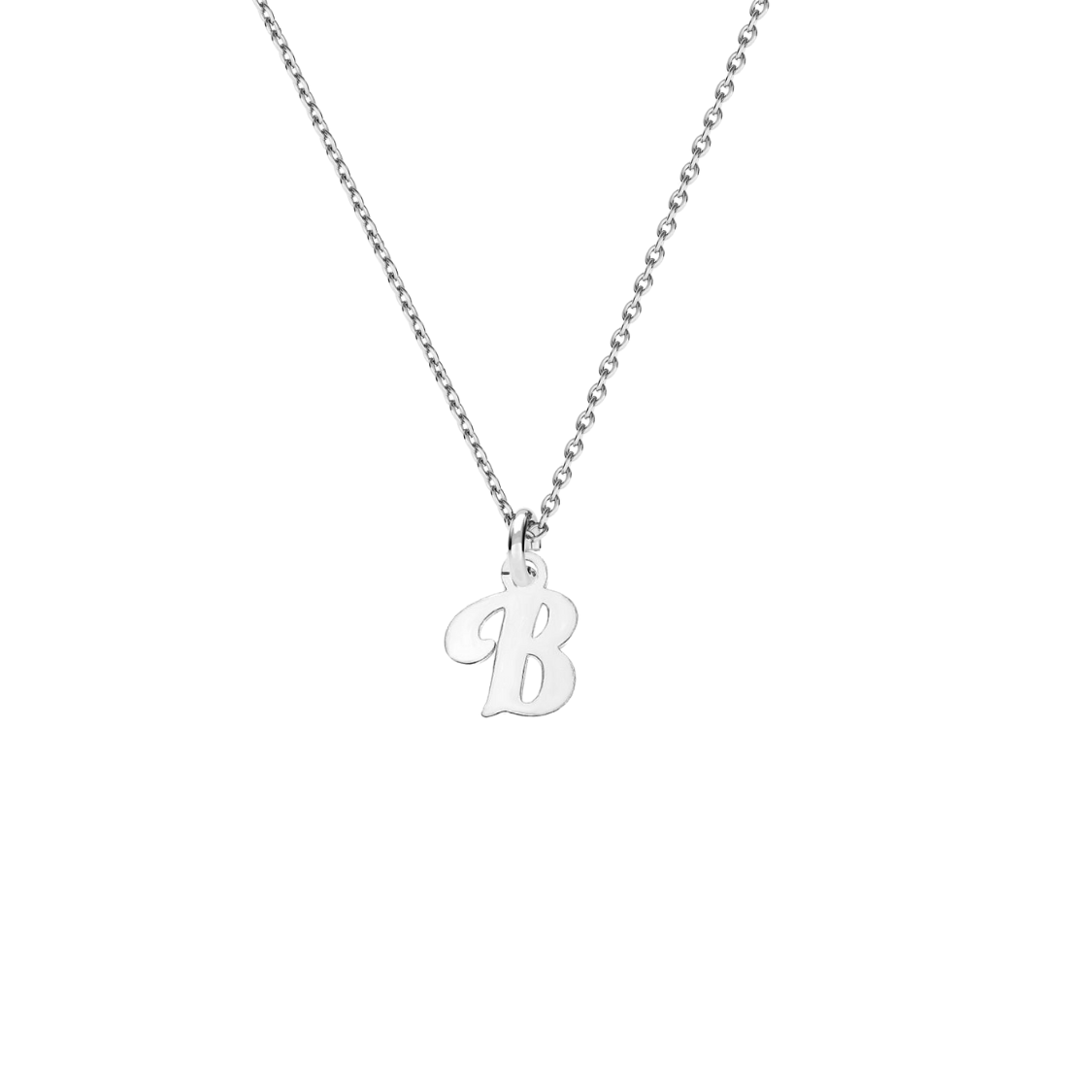 Mini Letter B Necklace in Sterling Silver – Small Initial Pendant