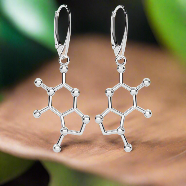 Dainty Chocolate Molecule Pendant Drop Earrings for Chocolate Lovers and Geeks