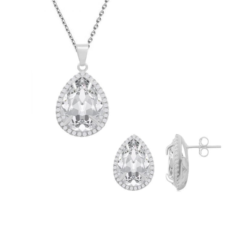 Dazzling Pear Silver Jewellery Set | 925 Sterling Silver