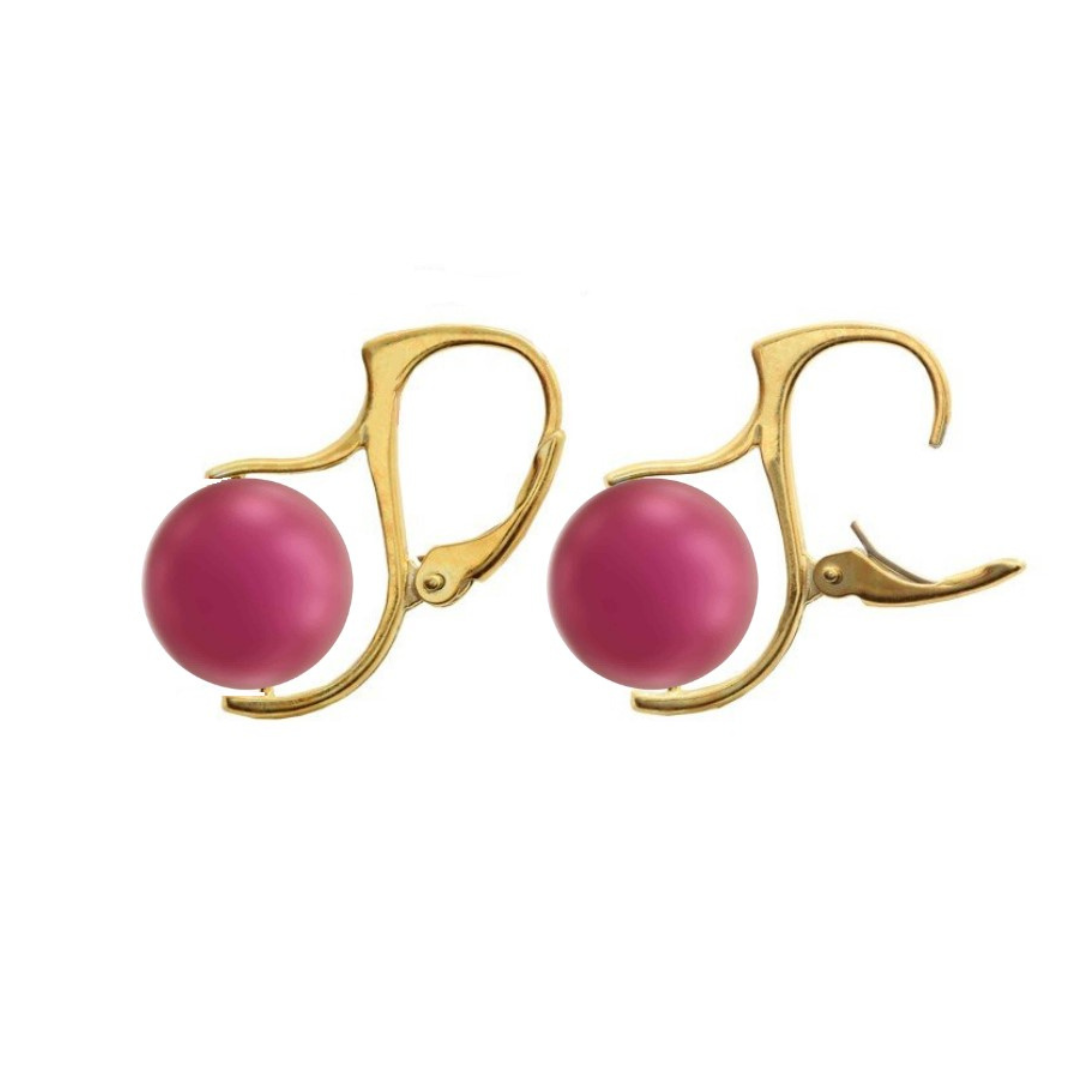 Romantic Mulberry Pink Pearl Drop Earrings in 24k Gold Plating - Magpie Gems