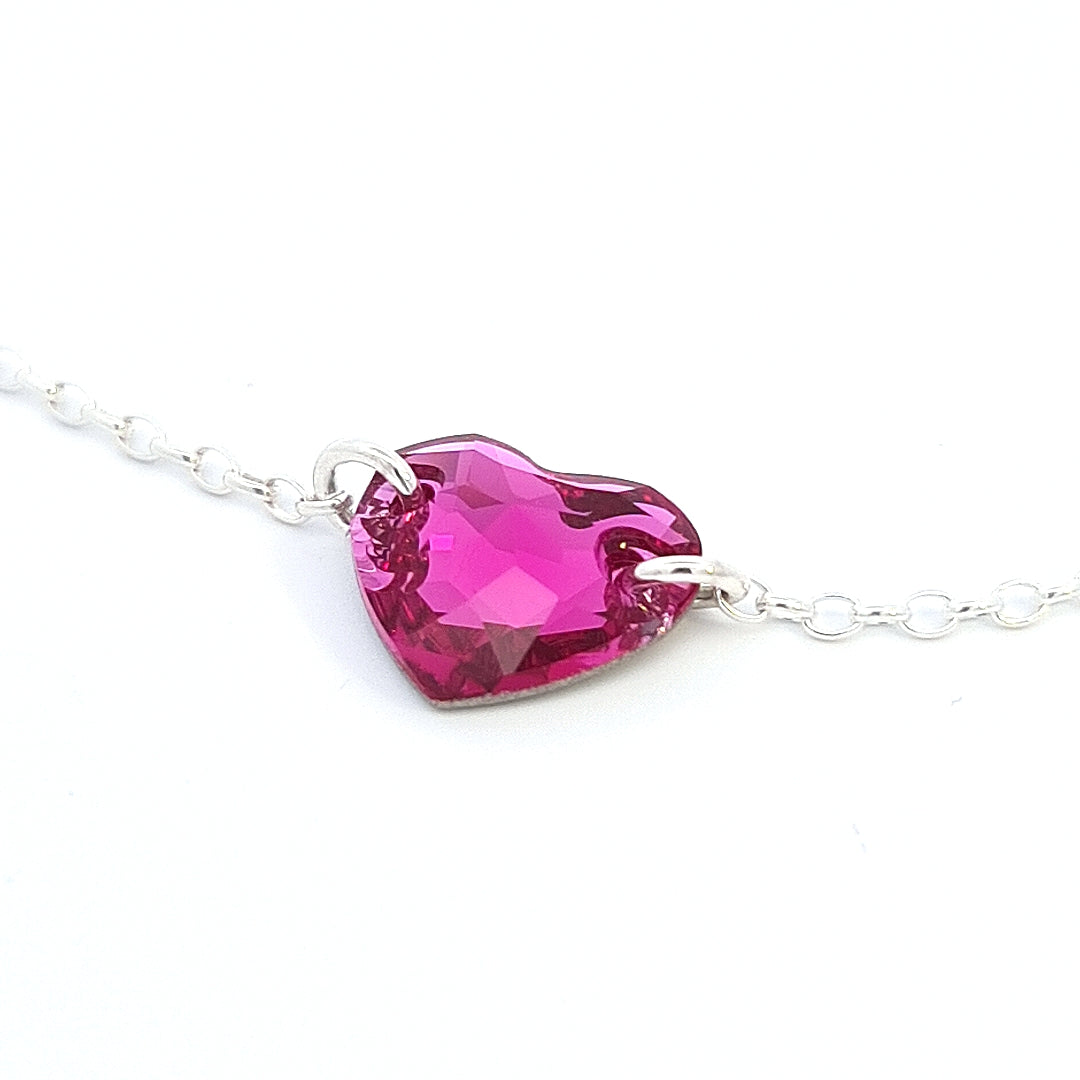 Fuchsia Heart Anklet for Women | Sterling Silver Ankle Bracelet | Ireland