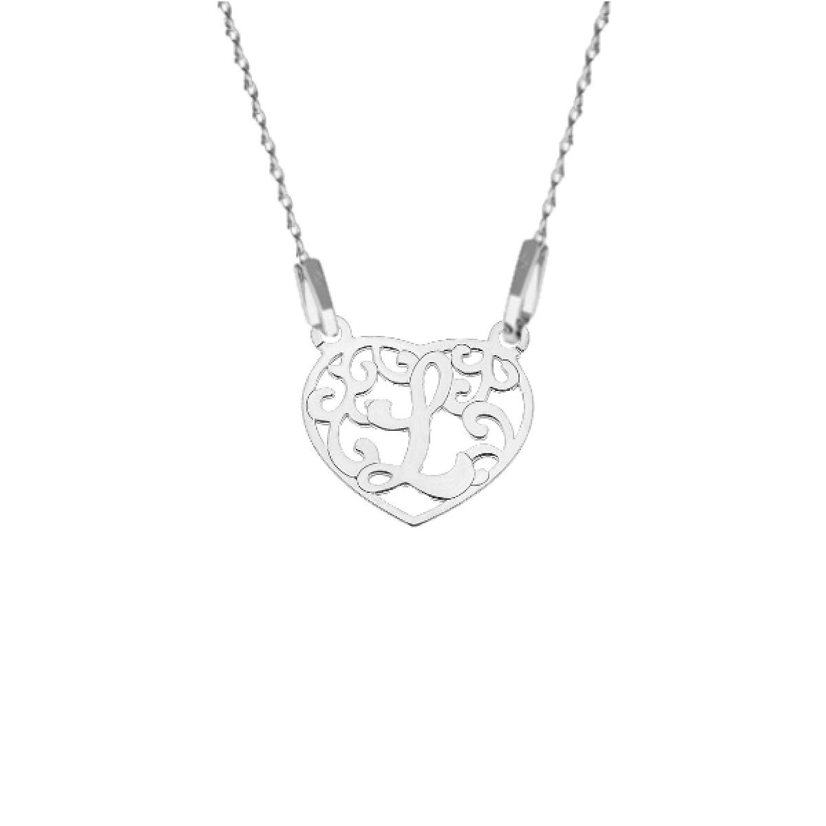 Heart Letter Necklace in Sterling Silver with Letter L Inside – Personalised Pendant