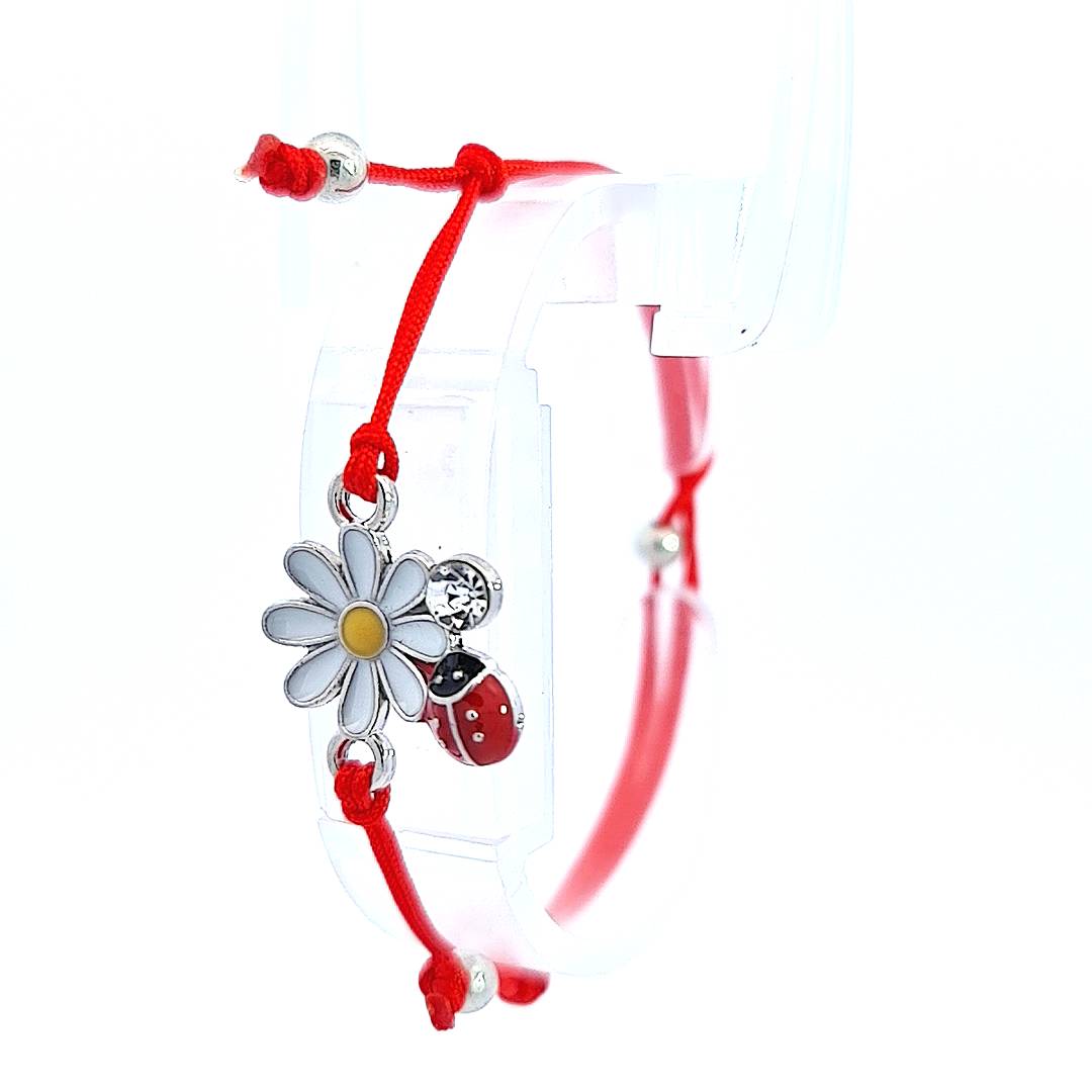 Flower and Ladybird Martisor Bracelet - Silver or Gold