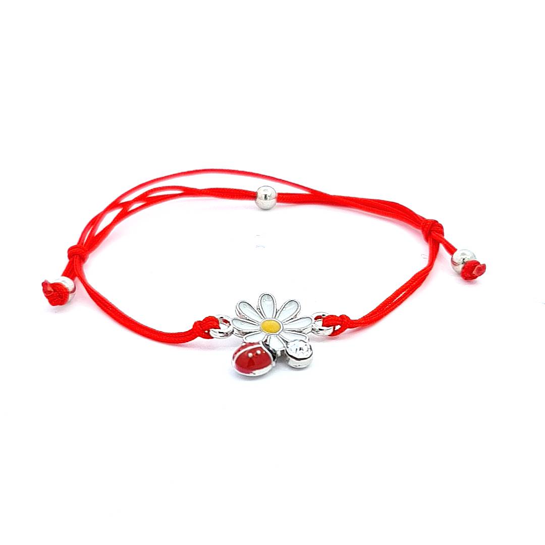 Flower and Ladybird Martisor Bracelet - Silver or Gold