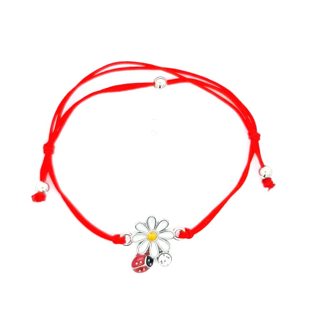 Flower and Ladybird Martisor Bracelet - Silver or Gold