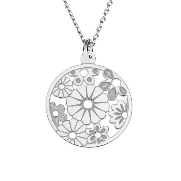 Elegant 925 Sterling Silver Necklace with Unique Flower Patterns