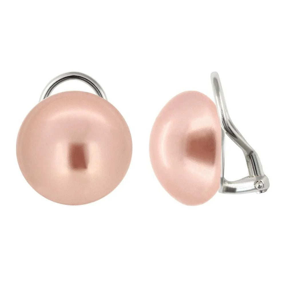 Large 16mm Ivory Pearl Clip-On Earrings – Sterling Silver, Hypoallergenic, Perfect for Non-Pierced Ears