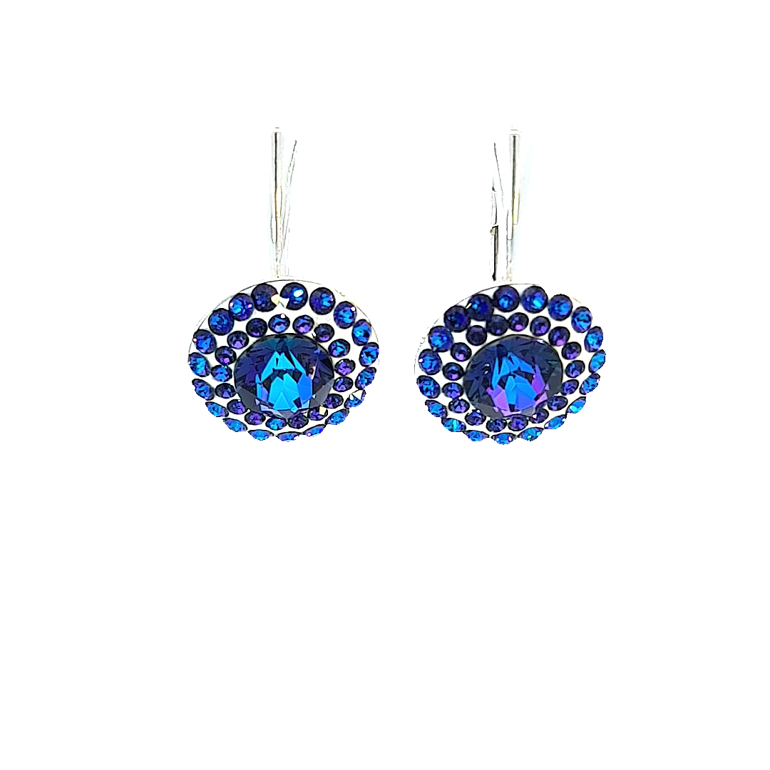 Handmade Sterling Silver Dazzling Daisy Heliotrope Pave Earrings