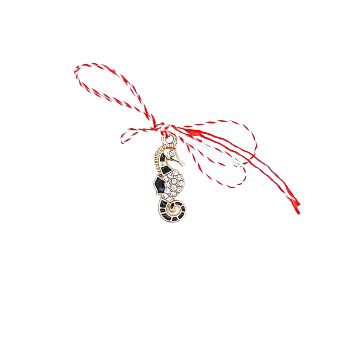 Sparkly Seahorse Charm: Gold-Plated Martisor