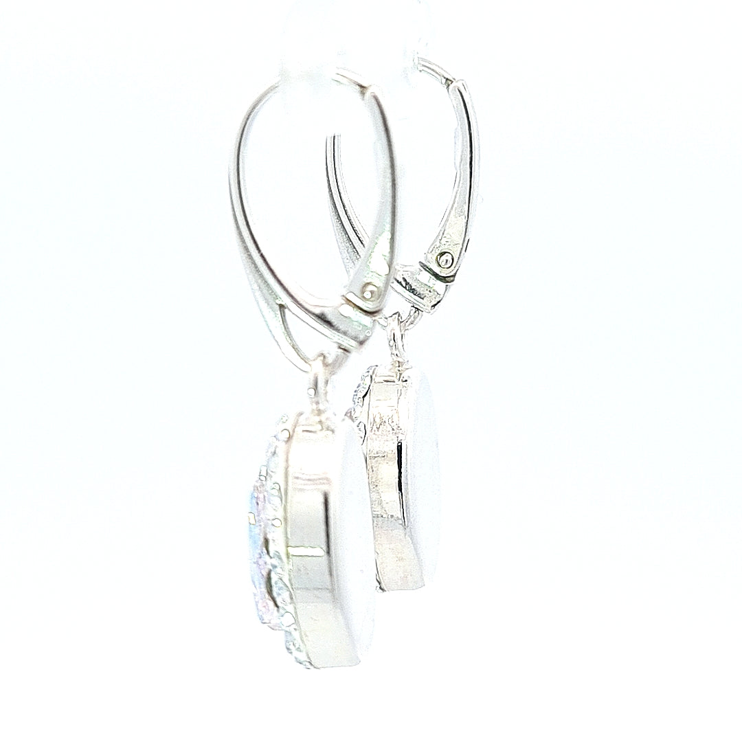 Radiant Crystal AB Mirror-Shaped Dangle Earrings by Magpie Gems - Handcrafted in Ireland- side view