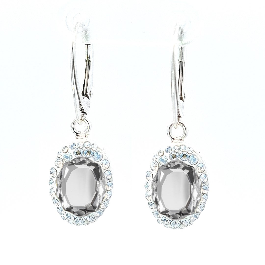 Crystal Clear Mirror-Shaped Dangle Earrings by Magpie Gems - Handcrafted in Ireland