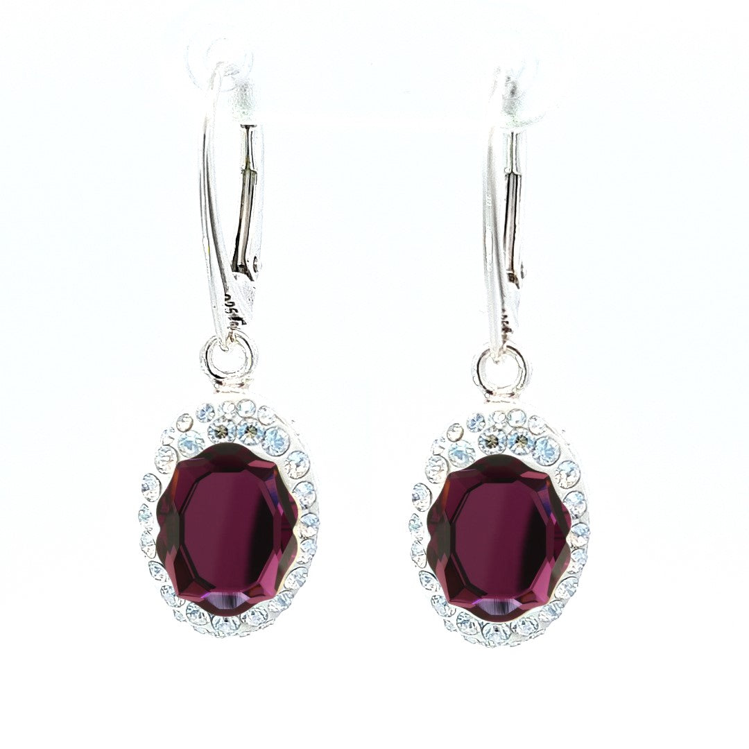 Amethyst Mirror-Shaped Dangle Earrings by Magpie Gems - Handcrafted in Ireland