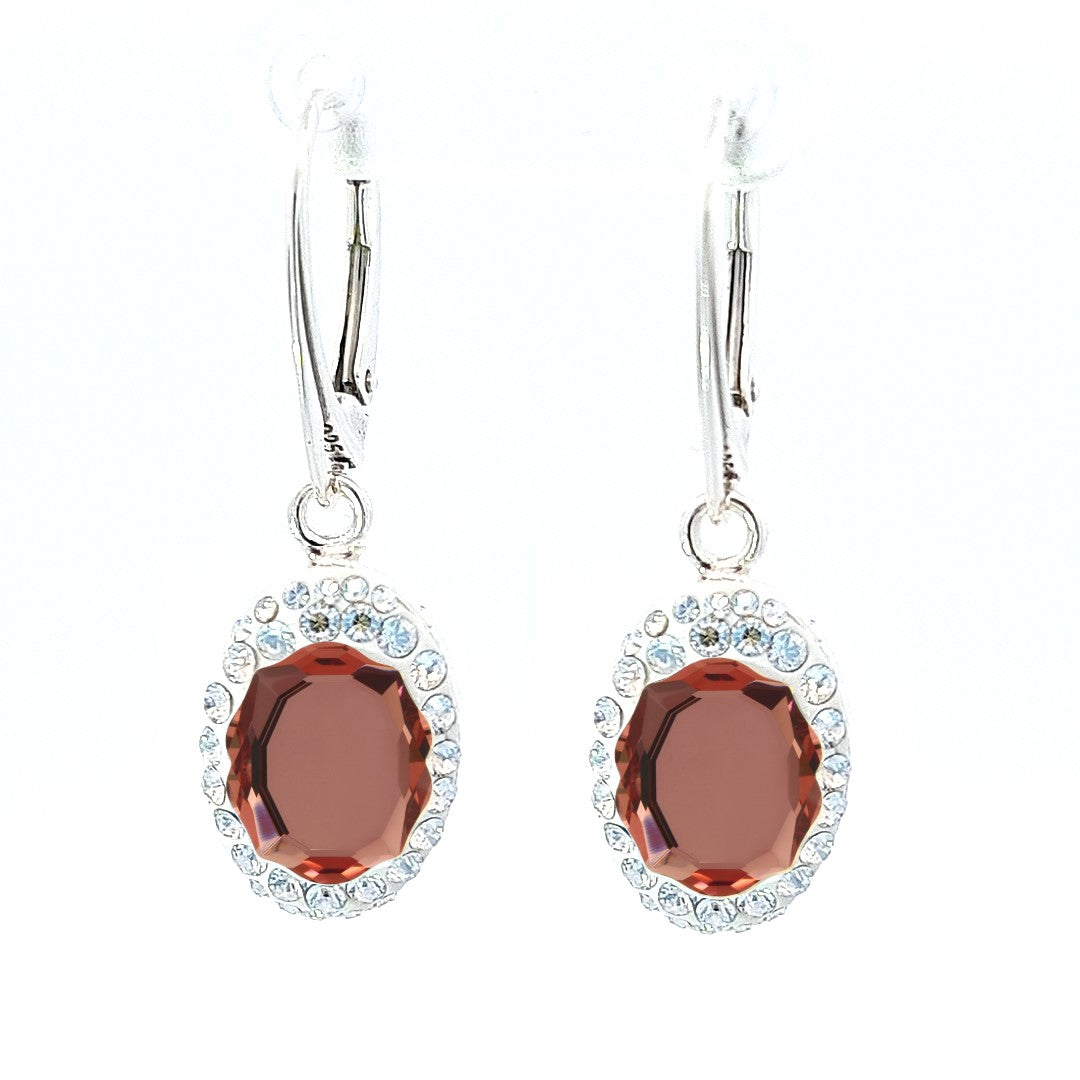 Blush Rose Mirror-Shaped Dangle Earrings by Magpie Gems - Handcrafted in Ireland