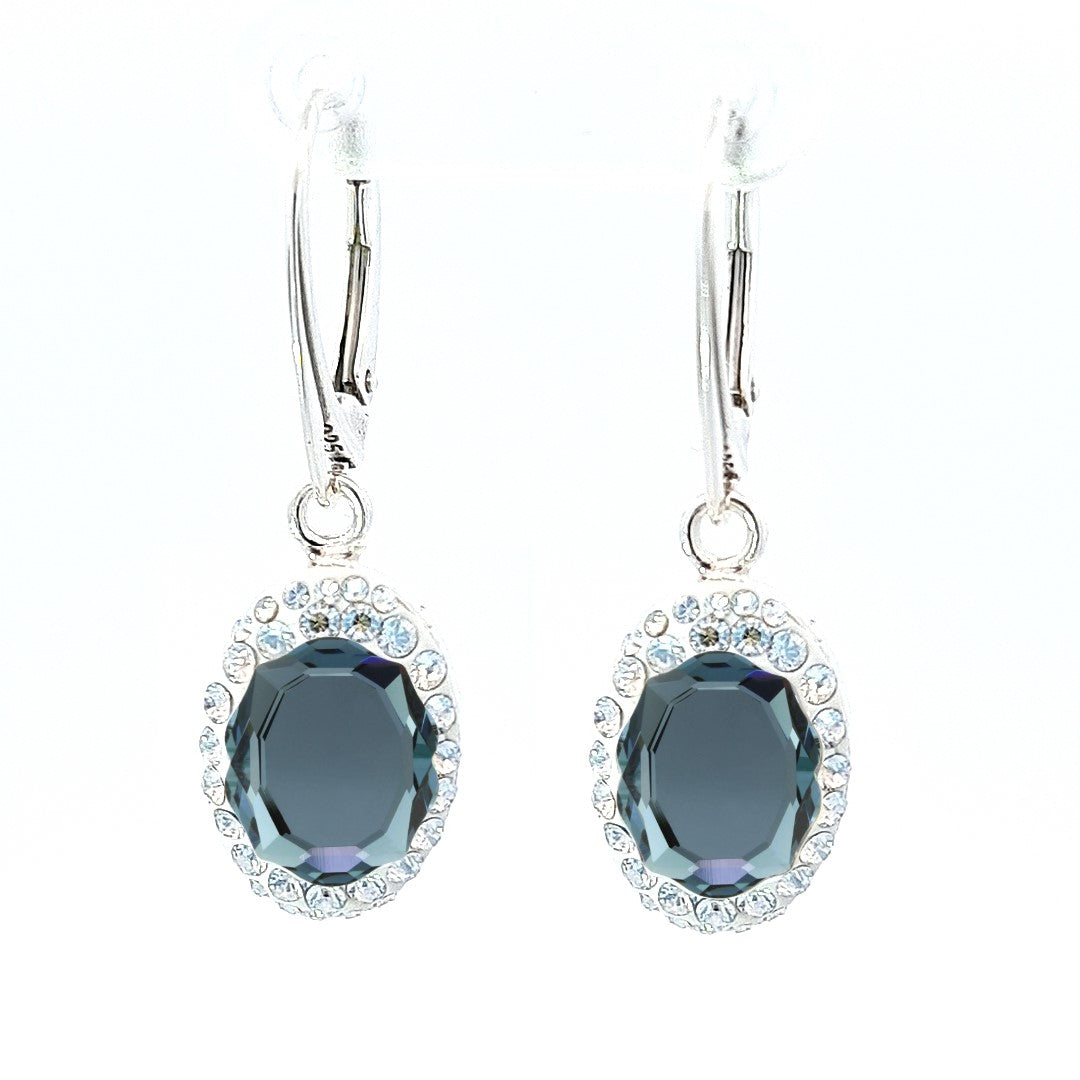 Denim Blue Mirror-Shaped Dangle Earrings by Magpie Gems - Handcrafted in Ireland