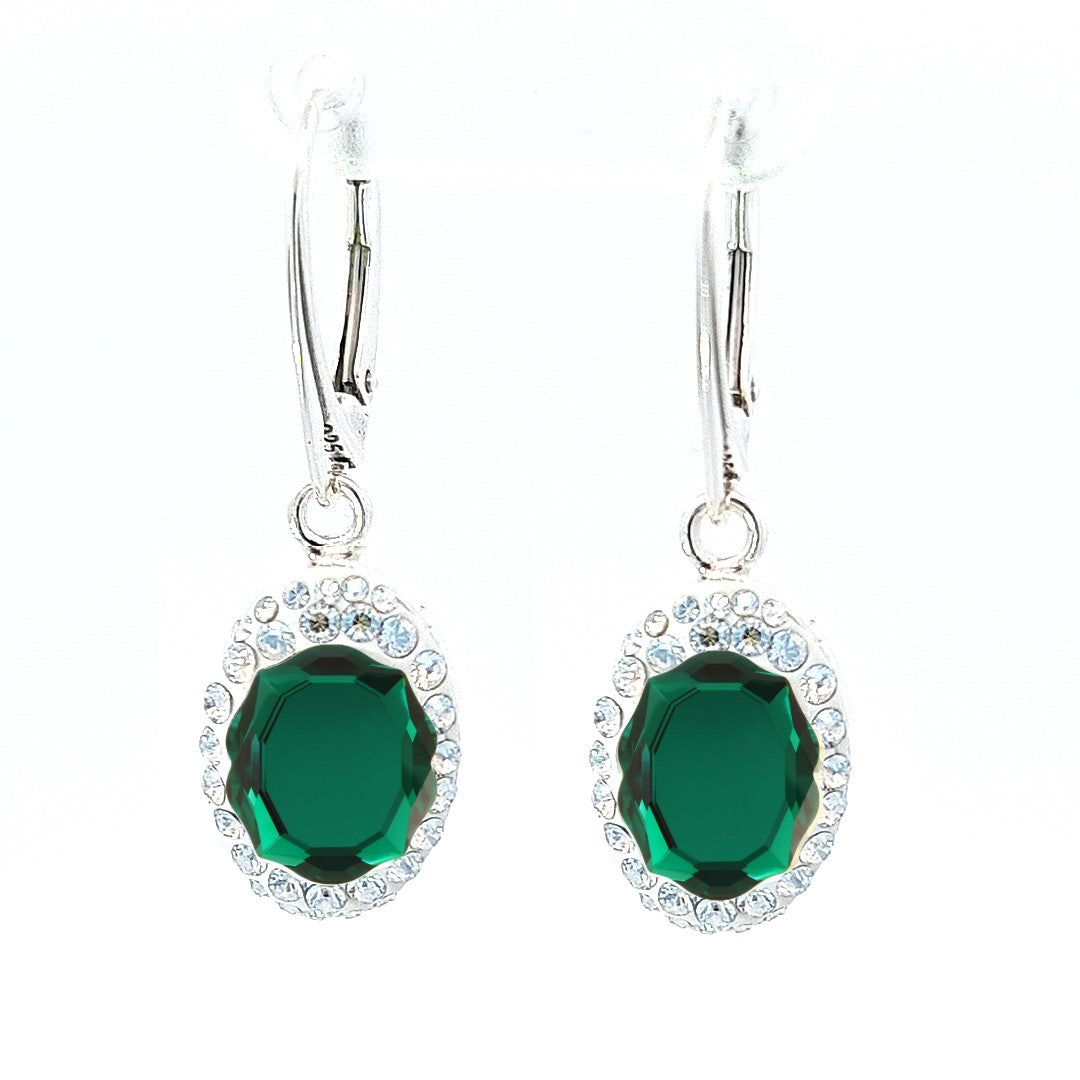 Emerald Green Mirror-Shaped Dangle Earrings by Magpie Gems - Handcrafted in Ireland