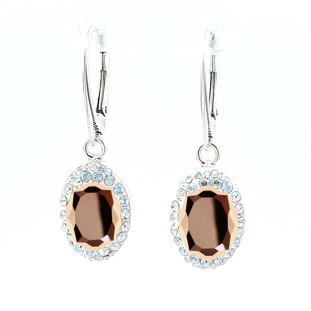 Radiant Rose Gold Mirror-Shaped Dangle Earrings by Magpie Gems - Handcrafted in Ireland