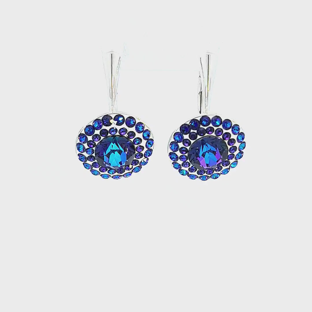 45-view video showcasing the Dazzling Daisy Heliotrope Pave Earrings in Sterling Silver, a pair of statement silver drop earrings by Magpie Gems in Ireland