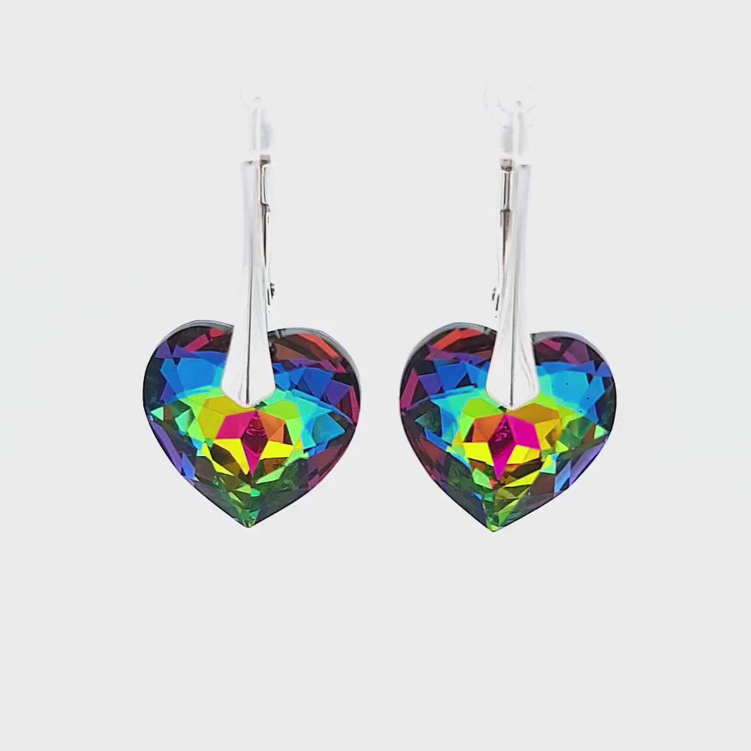 Vitrail Medium Silver Heart Drop Earrings 360-view video