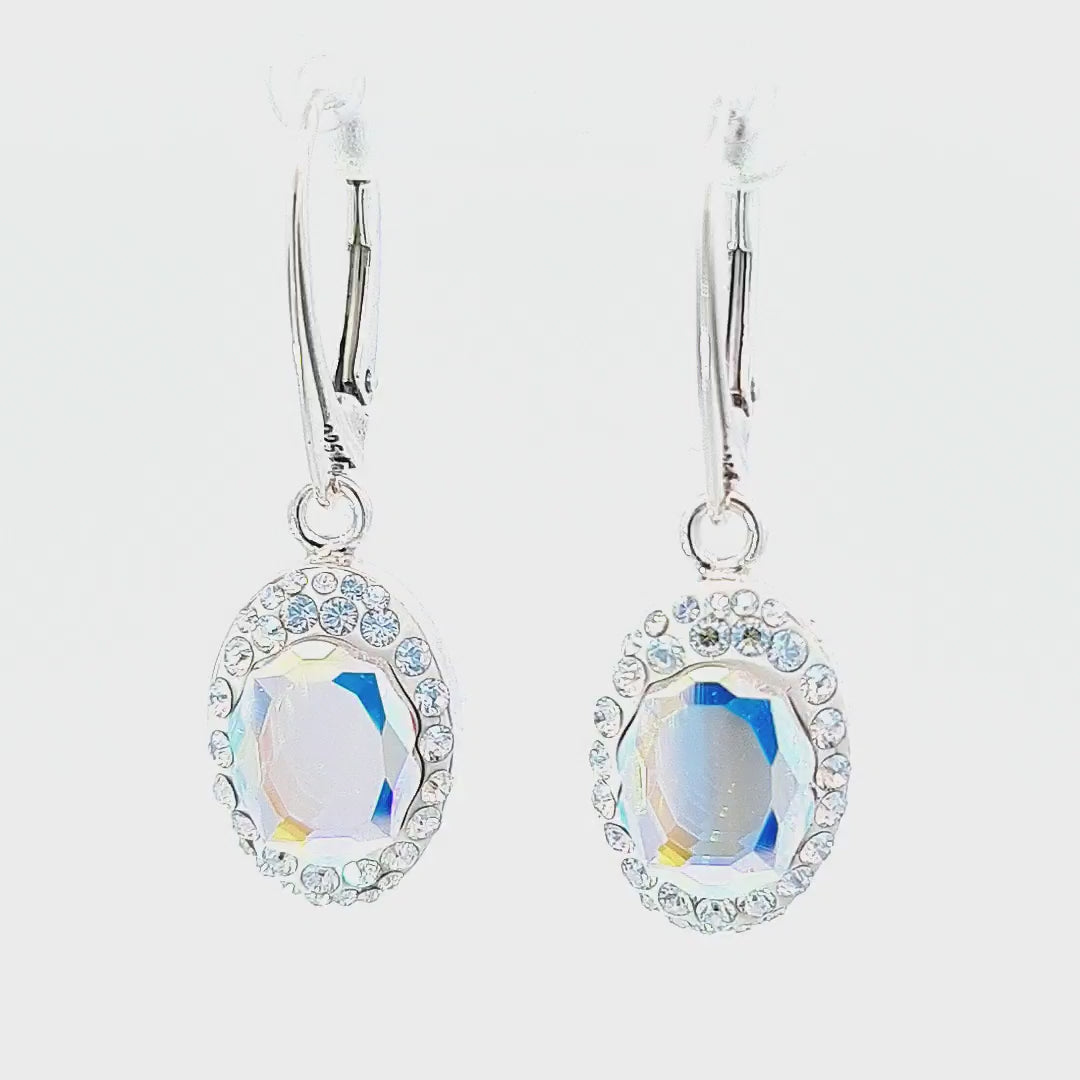 Radiant Crystal AB Mirror-Shaped Dangle Earrings by Magpie Gems - Handcrafted in Ireland - video