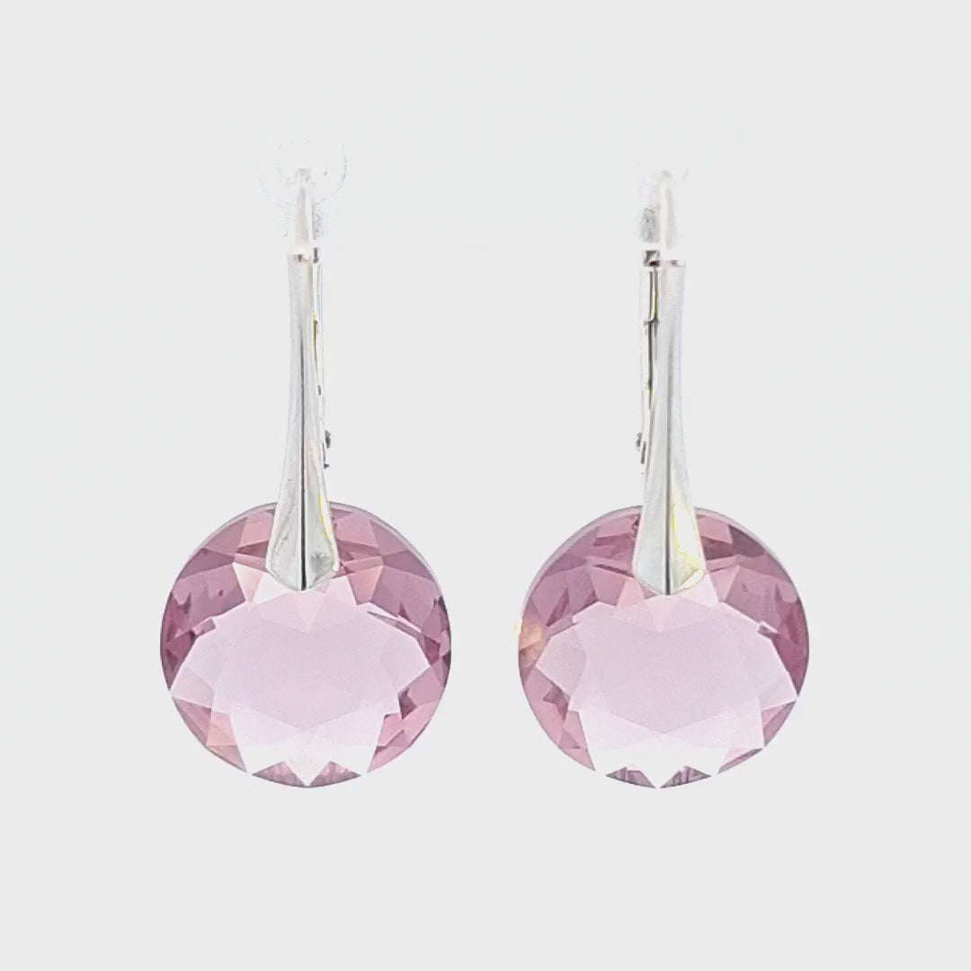 360-degree view of June Gemini Light Amethyst Birthstone Silver Leverback Earrings for Women