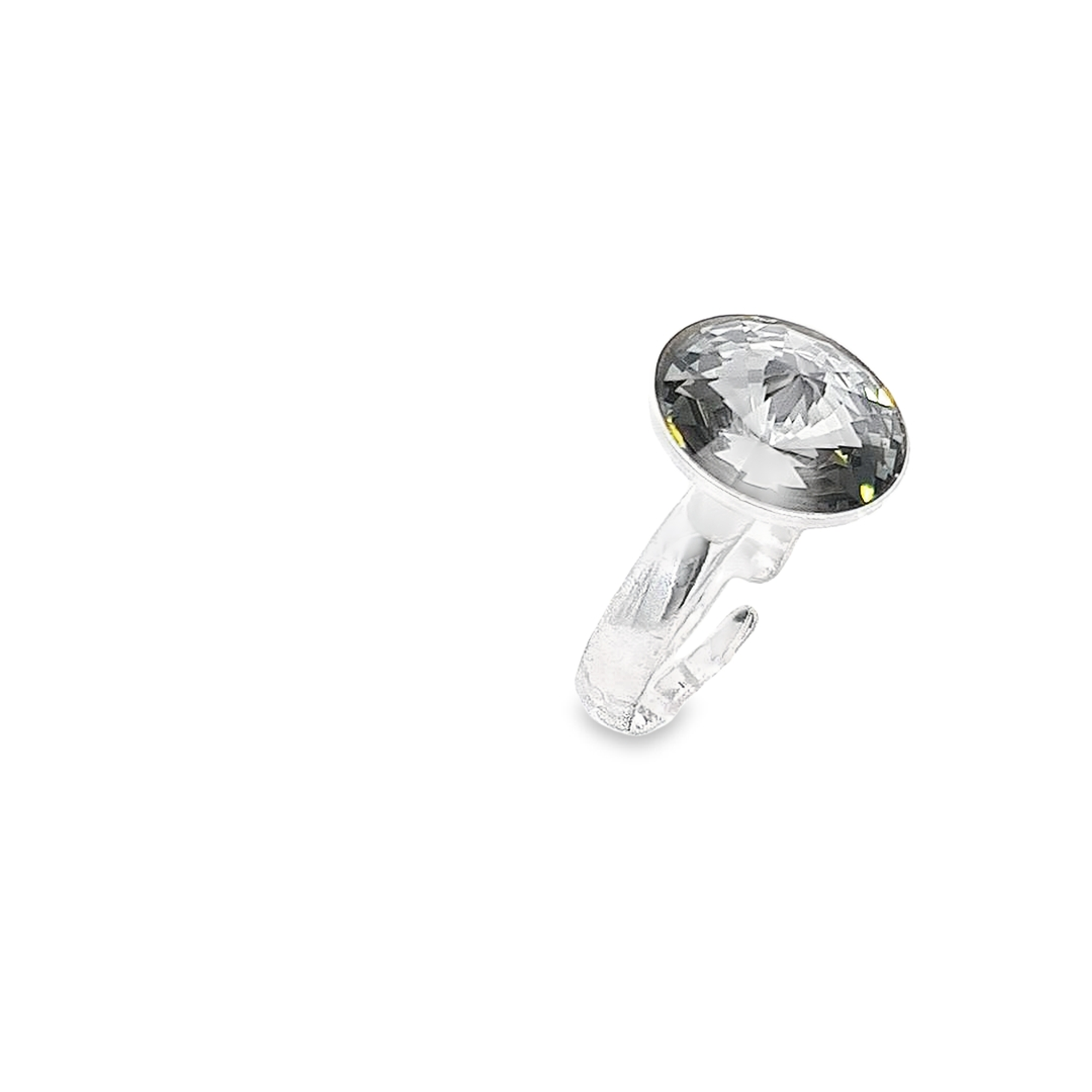 12mm Round Rivoli Solitaire Ring in Sterling Silver