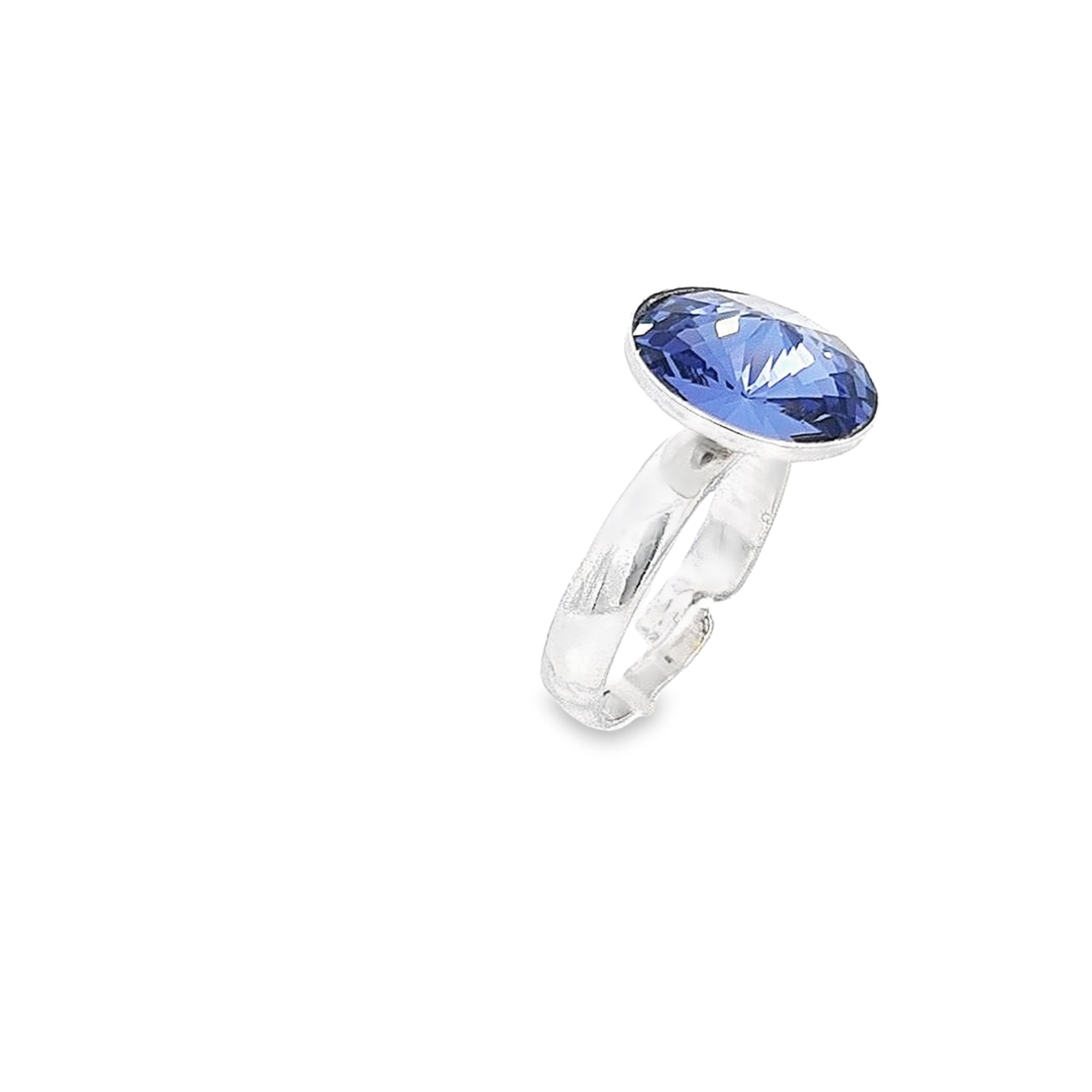 12mm Round Rivoli Solitaire Ring in Sterling Silver