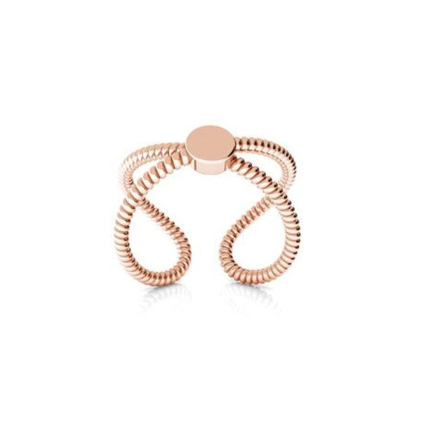 Modern 18k Rose Gold-Plated Infinity Ring with Elegant Textured Finish