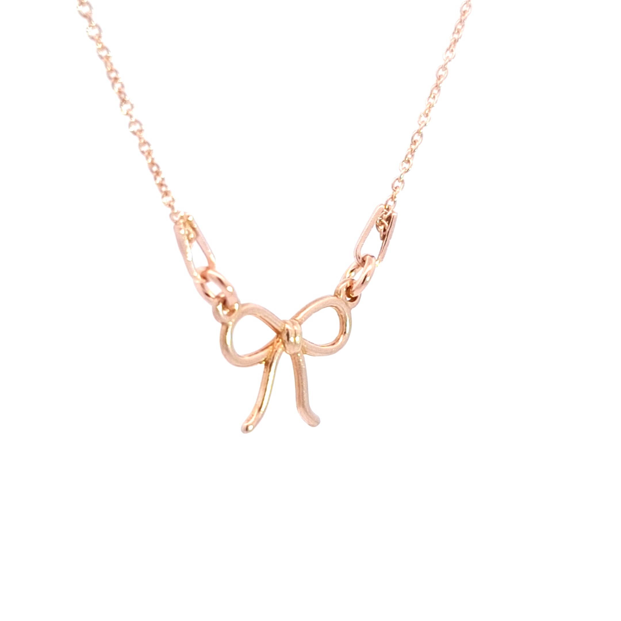 Exquisite Rose Gold Dainty Bow Pendant Necklace