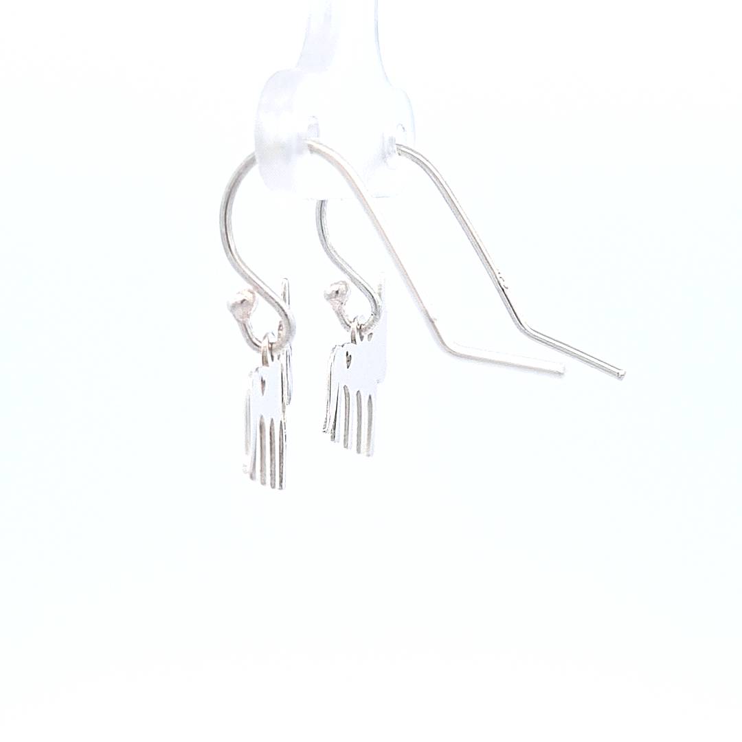 Side view of Unicorn Silver Hook Earrings, emphasizing the detailed craftsmanship and secure hook fitting.