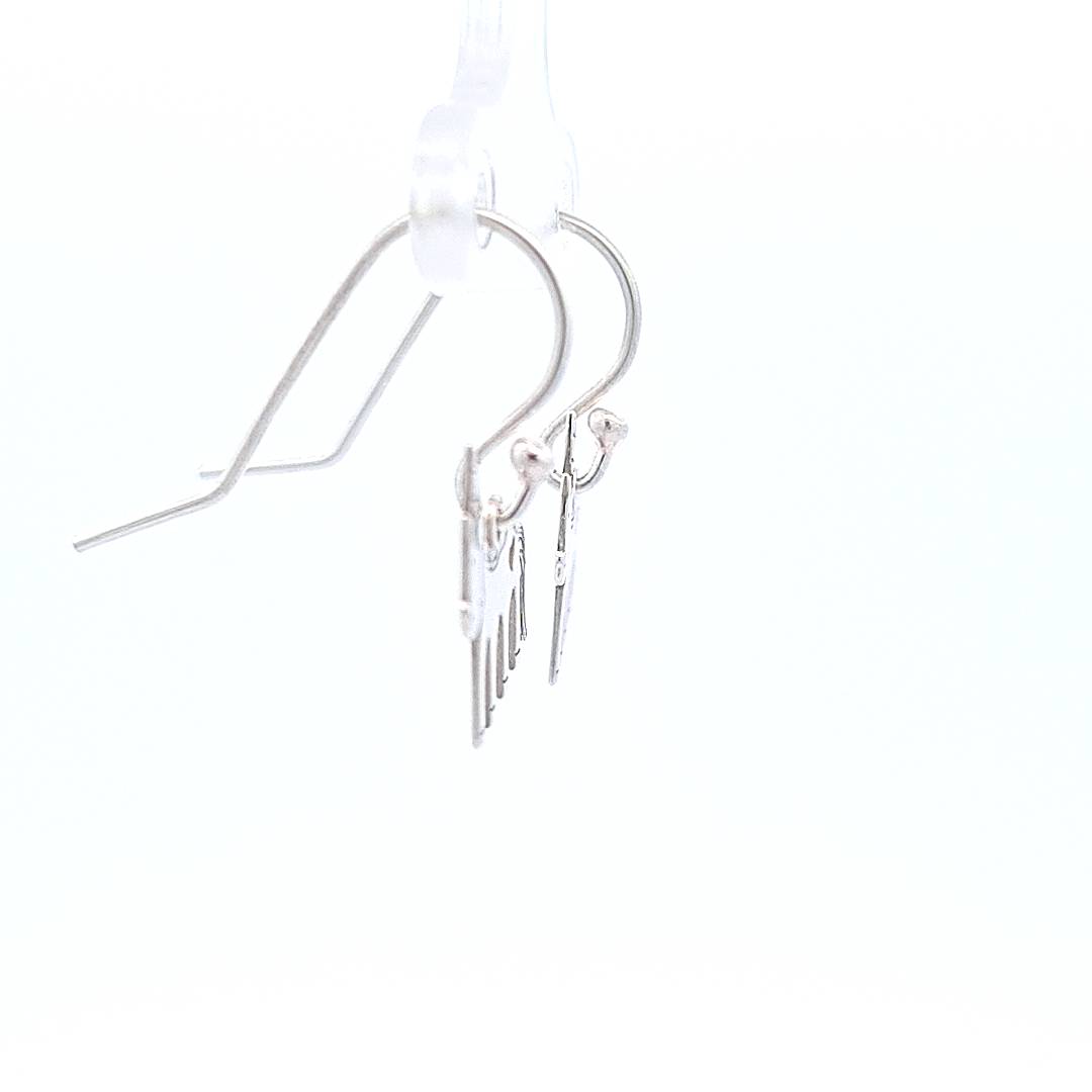 Side view of Unicorn Silver Hook Earrings, emphasizing the detailed craftsmanship and secure hook fitting.