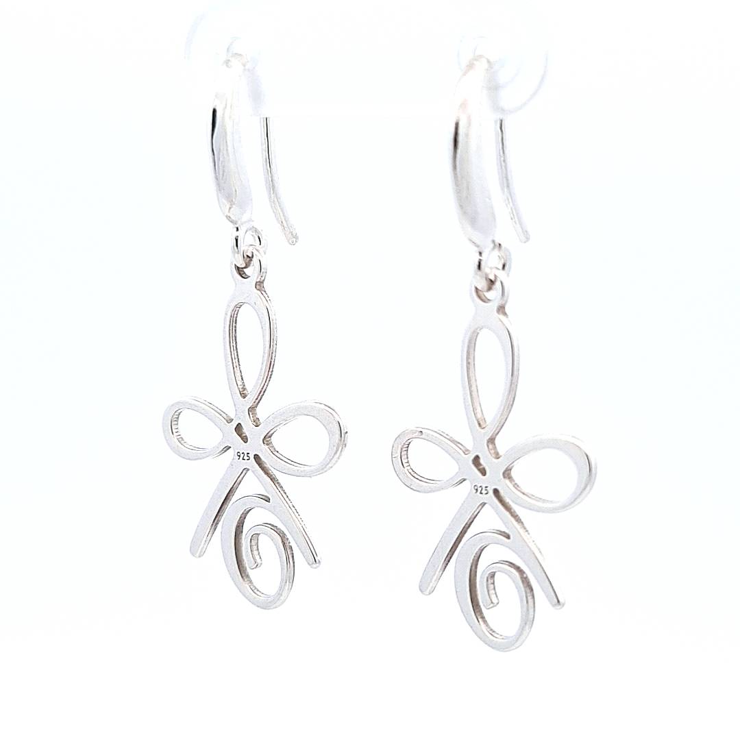 Silver Celtic Dangle and Drop Earrings with french earwire hooks Front View