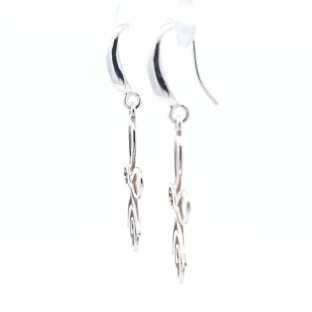 Silver Celtic Dangle and Drop Earrings Side View