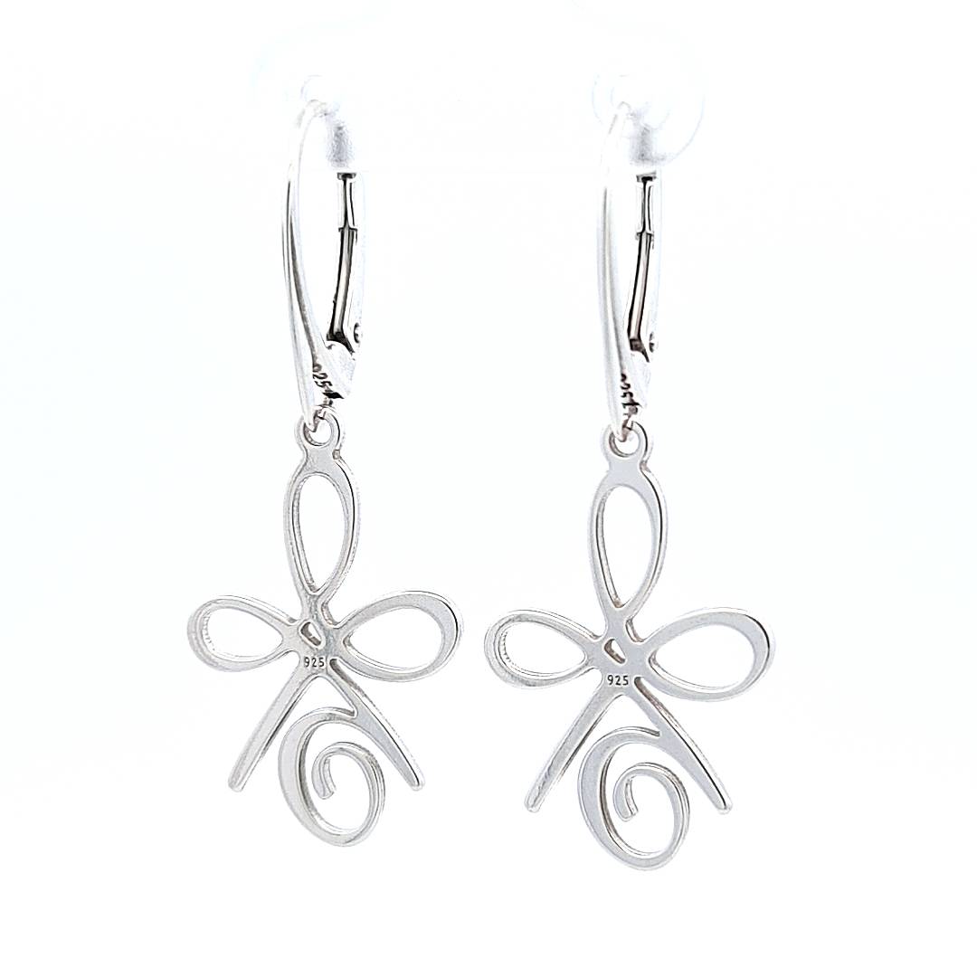 Silver Celtic Dangle and Drop Earrings for Women, with secure kidney-shaped leverbacks in Sterling Silver, by Magpie Gems in Ireland