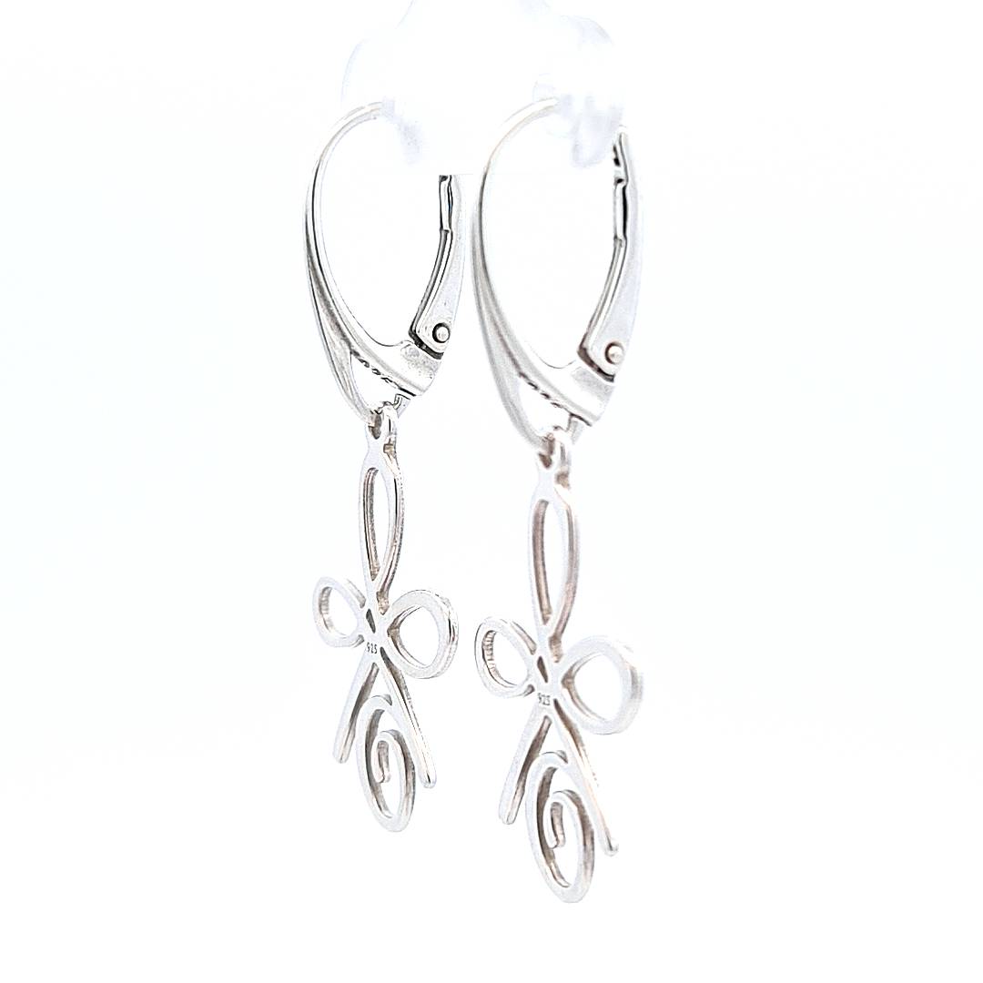 Silver Celtic Dangle and Drop Earrings with Leverback Side View