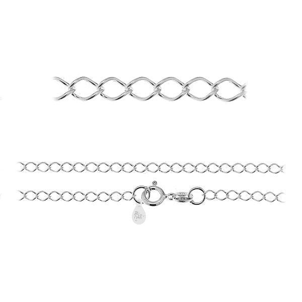 Elegant Silver Charm Bracelet Chain Base with Rombo Links in Sterling Silver,  Perfect Foundation for Custom Charms