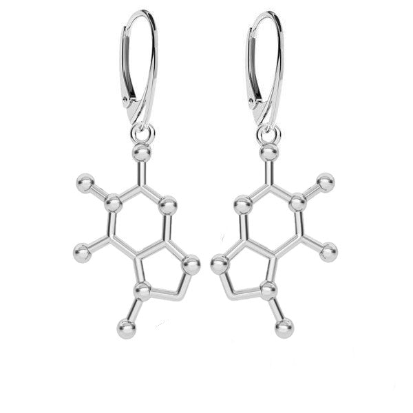 Sterling Silver Chocolate Molecule Drop Earrings with Kidney Leverback