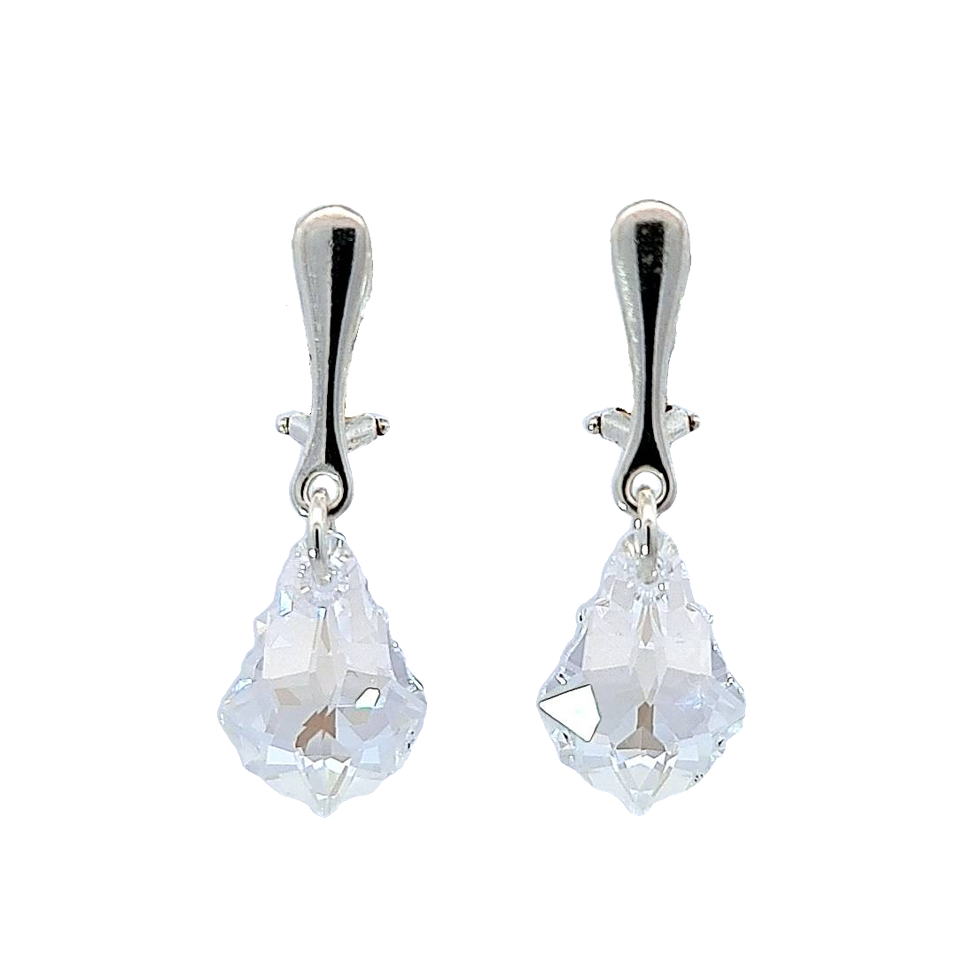 Sterling Silver Baroque Crystal Clip-On Earrings in Moonlight