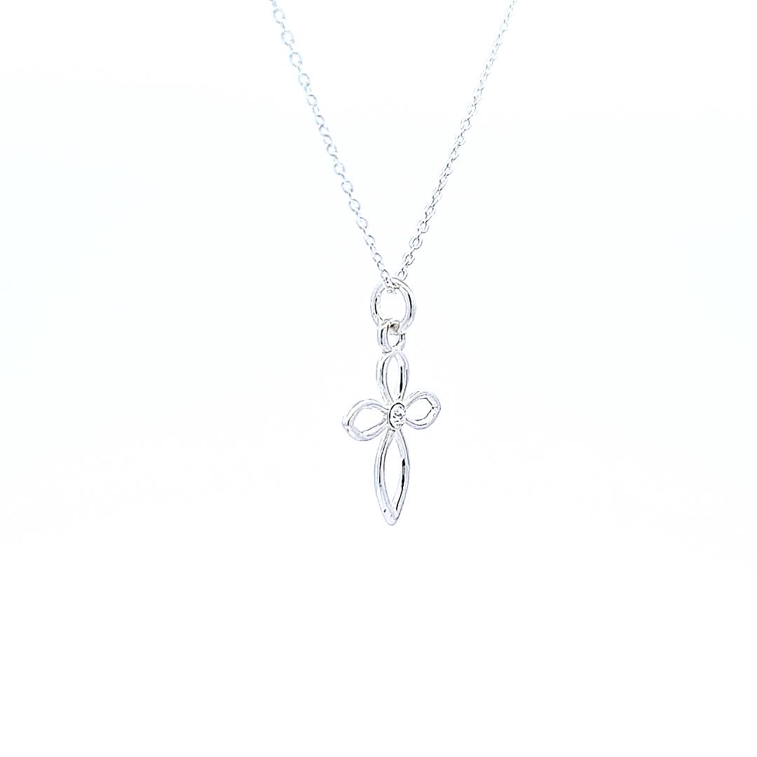 Divine Grace Silver Cross Necklace with Crystal