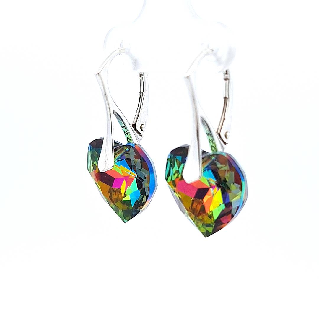 Sterling Silver Vitrail Medium Heart Drop Earrings side view