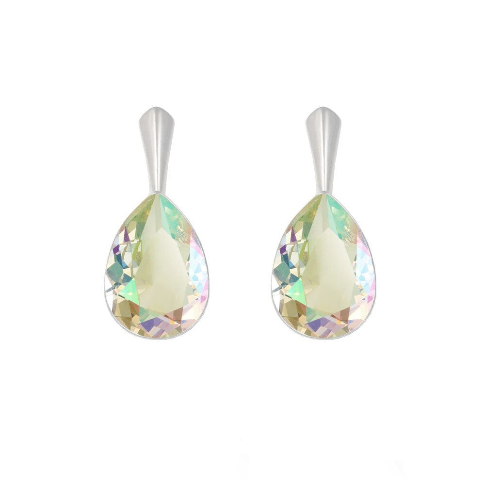 Luminous Green Pear Shaped Earrings in Sterling Silver