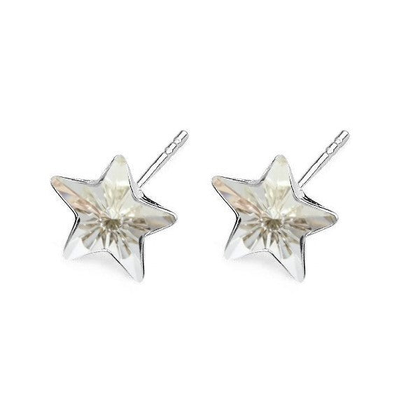 Little Miss Star Crystal Stud Earrings in Sterling Silver - Crystal Clear