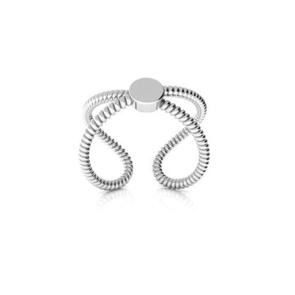 Front view of Silver Textured Infinity Ring for Women